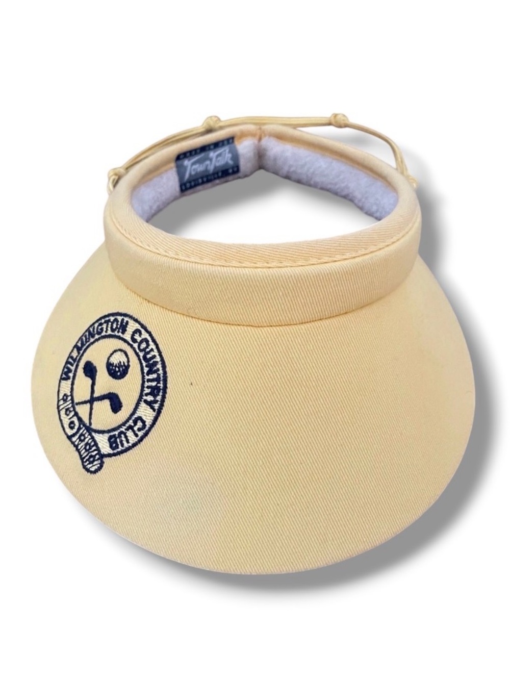 Vintage Wilmington Country Club Visor Yellow Fabric 80s Terrycloth Preppy Golf - Picture 1 of 13